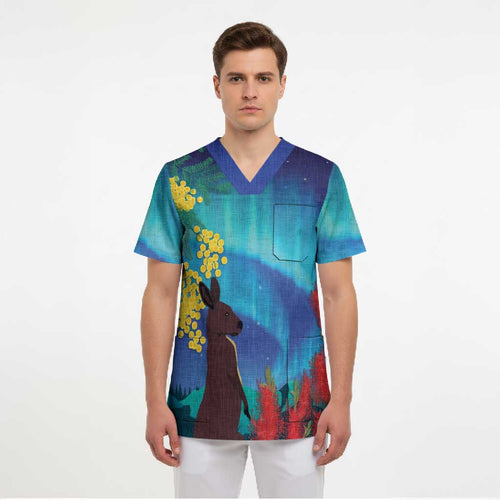 Australia Northern Lights Scenery Scrub Top