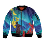 Australia Northern Lights Scenery Sleeve Zip Bomber Jacket