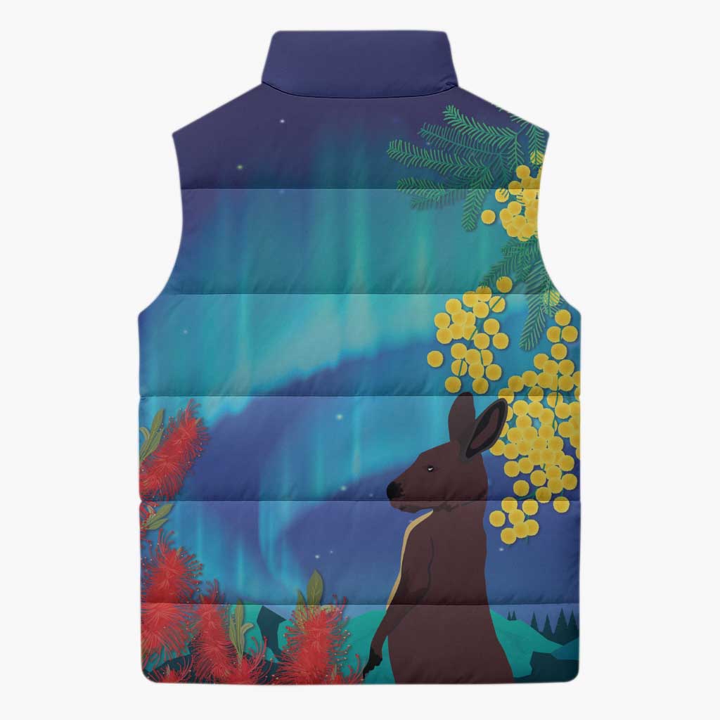 Australia Northern Lights Scenery Sleeveless Puffer Jacket