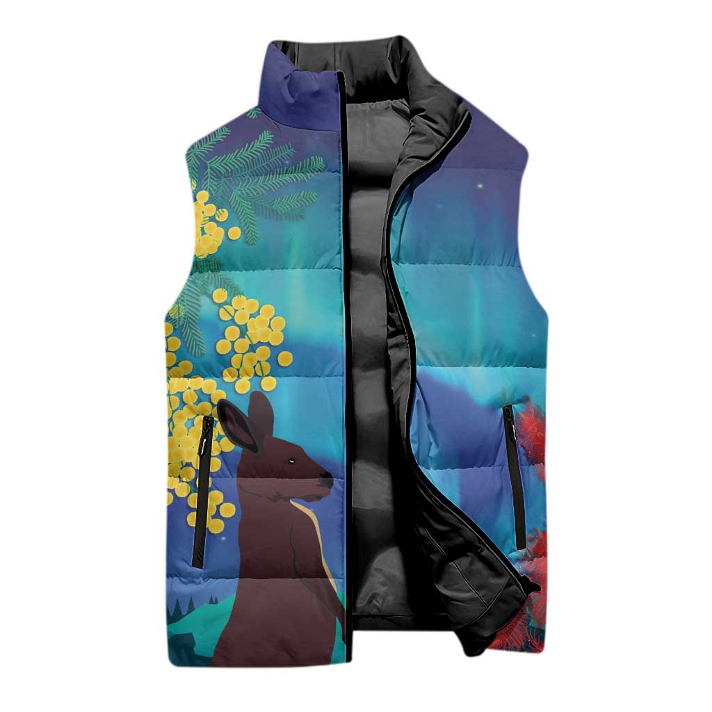 Australia Northern Lights Scenery Sleeveless Puffer Jacket