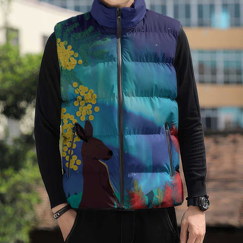 Australia Northern Lights Scenery Sleeveless Puffer Jacket
