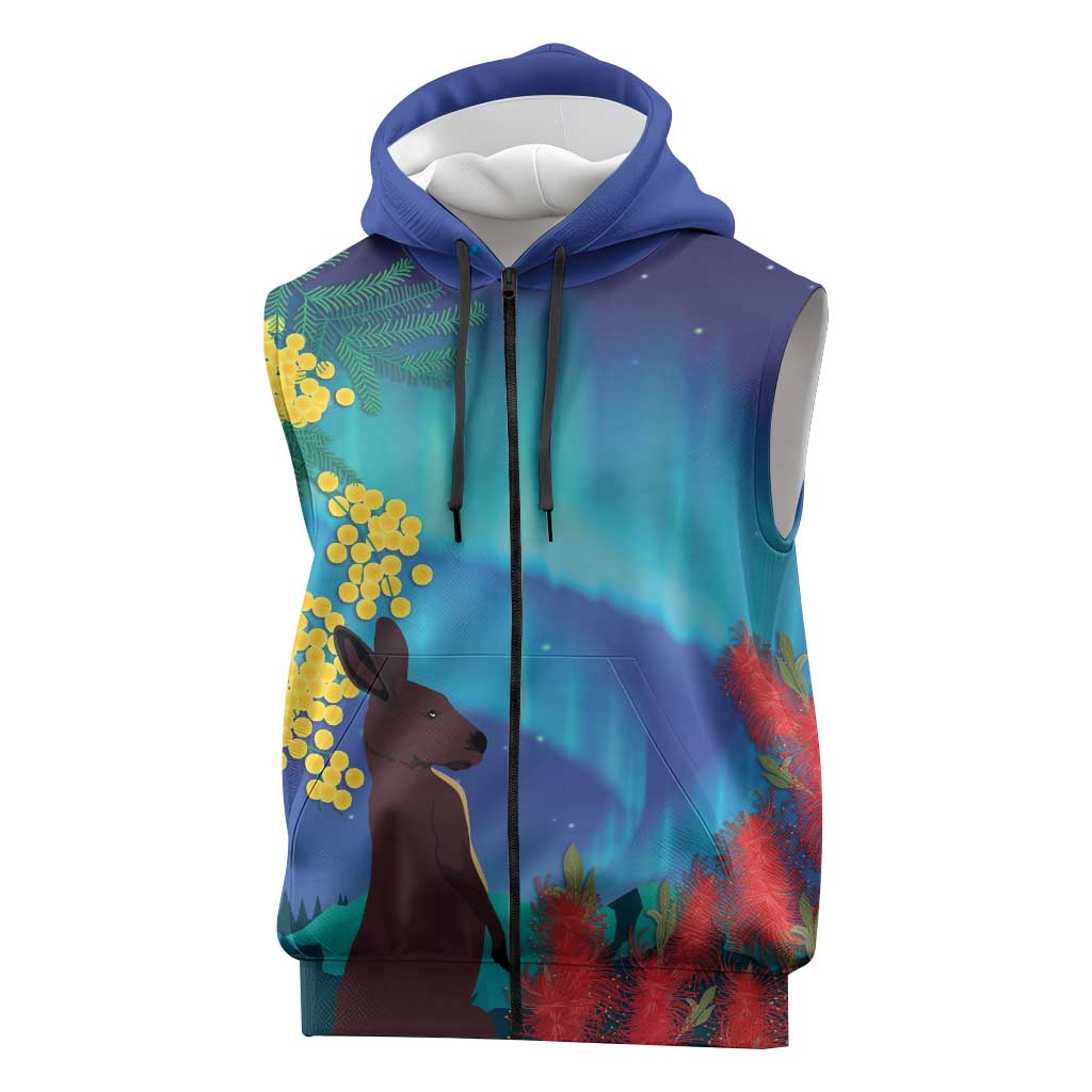 Australia Northern Lights Scenery Sleeveless Zip Hoodie
