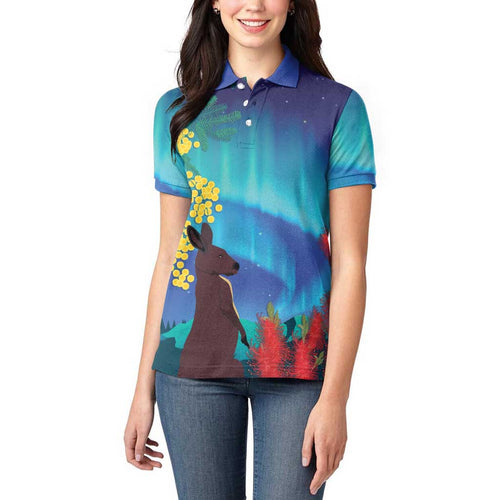 Australia Northern Lights Scenery Women Polo Shirt