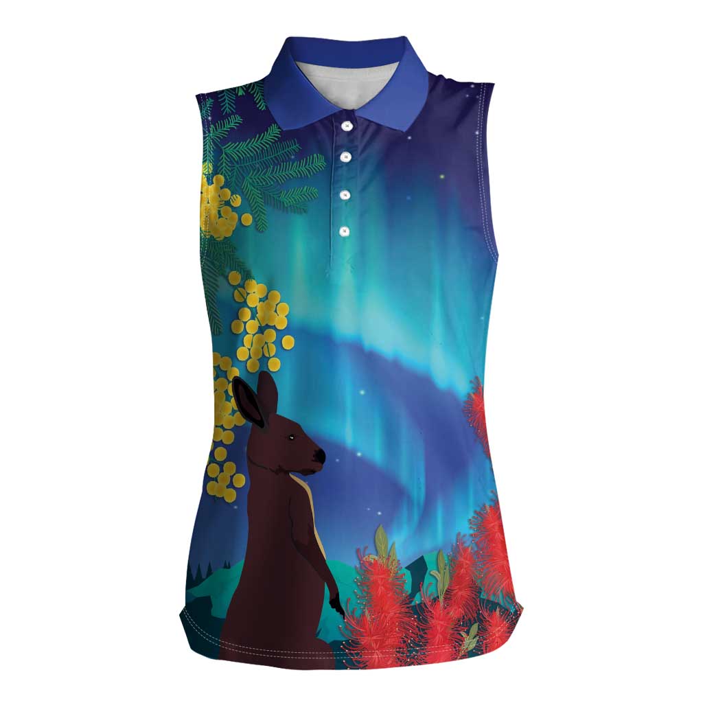 Australia Northern Lights Scenery Women Sleeveless Polo Shirt