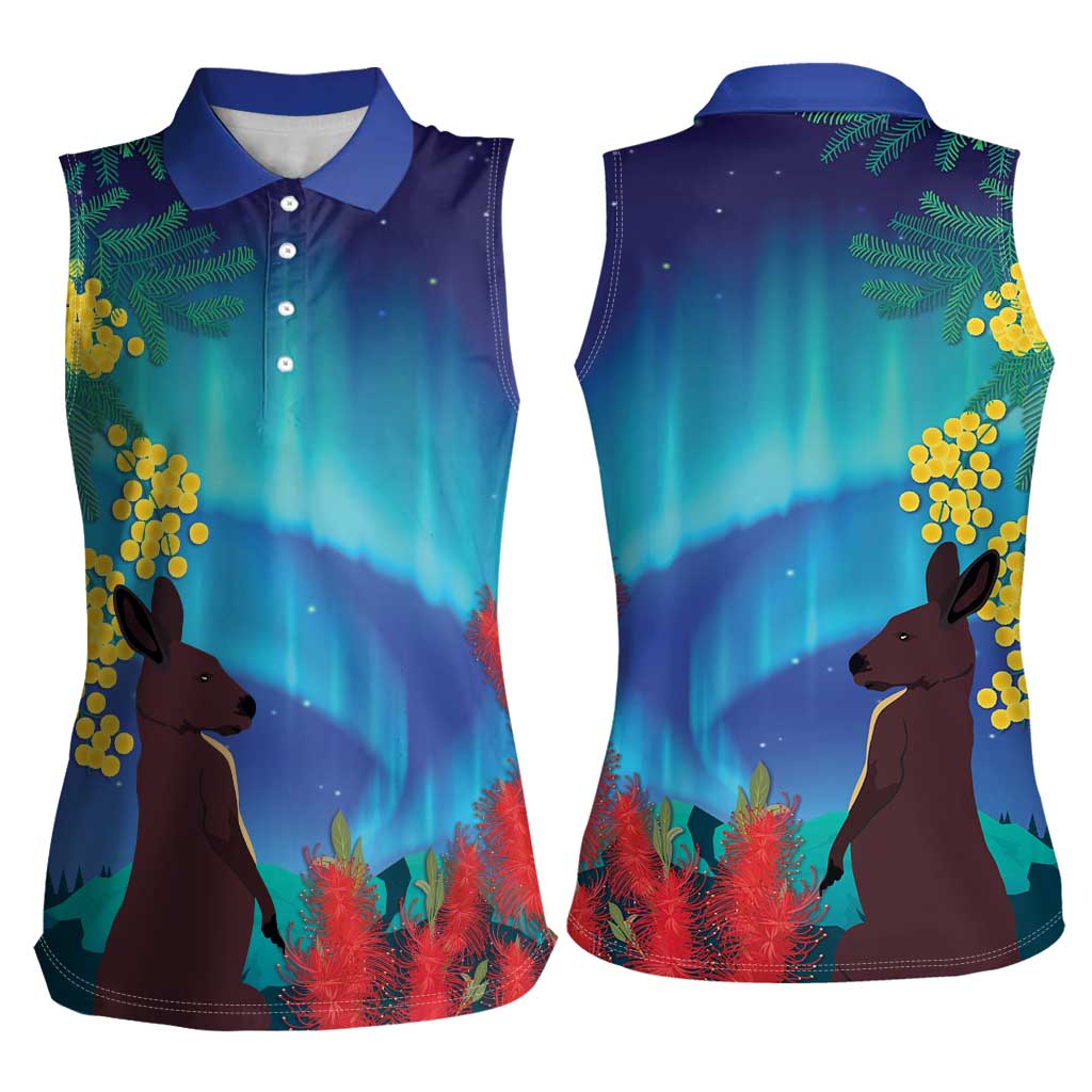 Australia Northern Lights Scenery Women Sleeveless Polo Shirt
