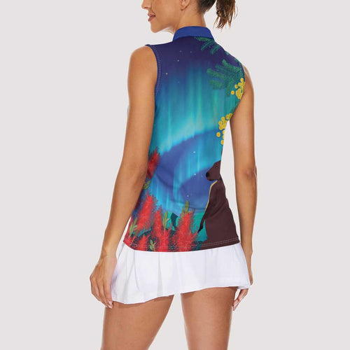 Australia Northern Lights Scenery Women Sleeveless Polo Shirt