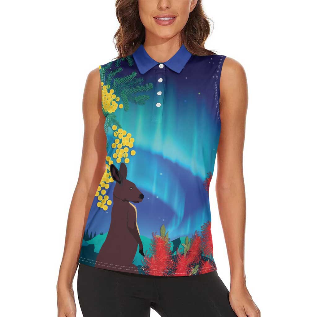 Australia Northern Lights Scenery Women Sleeveless Polo Shirt