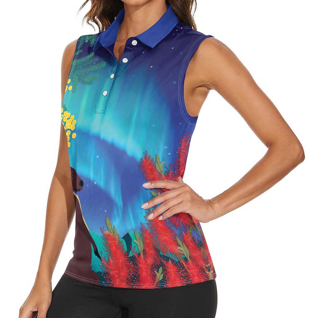 Australia Northern Lights Scenery Women Sleeveless Polo Shirt