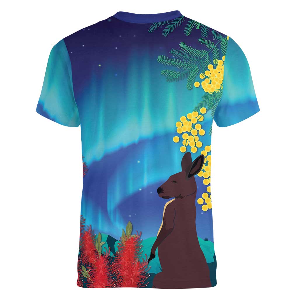 Australia Northern Lights Scenery Women V-Neck T-Shirt