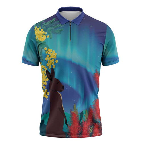 Australia Northern Lights Scenery Zipper Polo Shirt