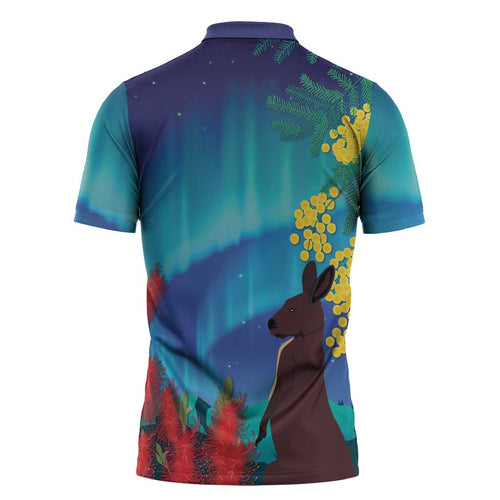 Australia Northern Lights Scenery Zipper Polo Shirt