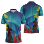 Australia Northern Lights Scenery Zipper Polo Shirt