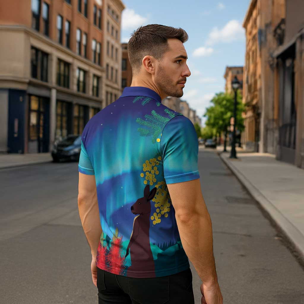 Australia Northern Lights Scenery Zipper Polo Shirt