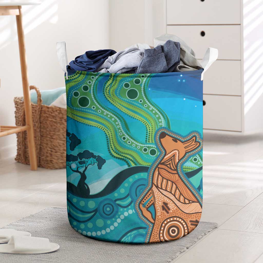 Aussie Aurora Borealis Aboriginal Art Laundry Basket
