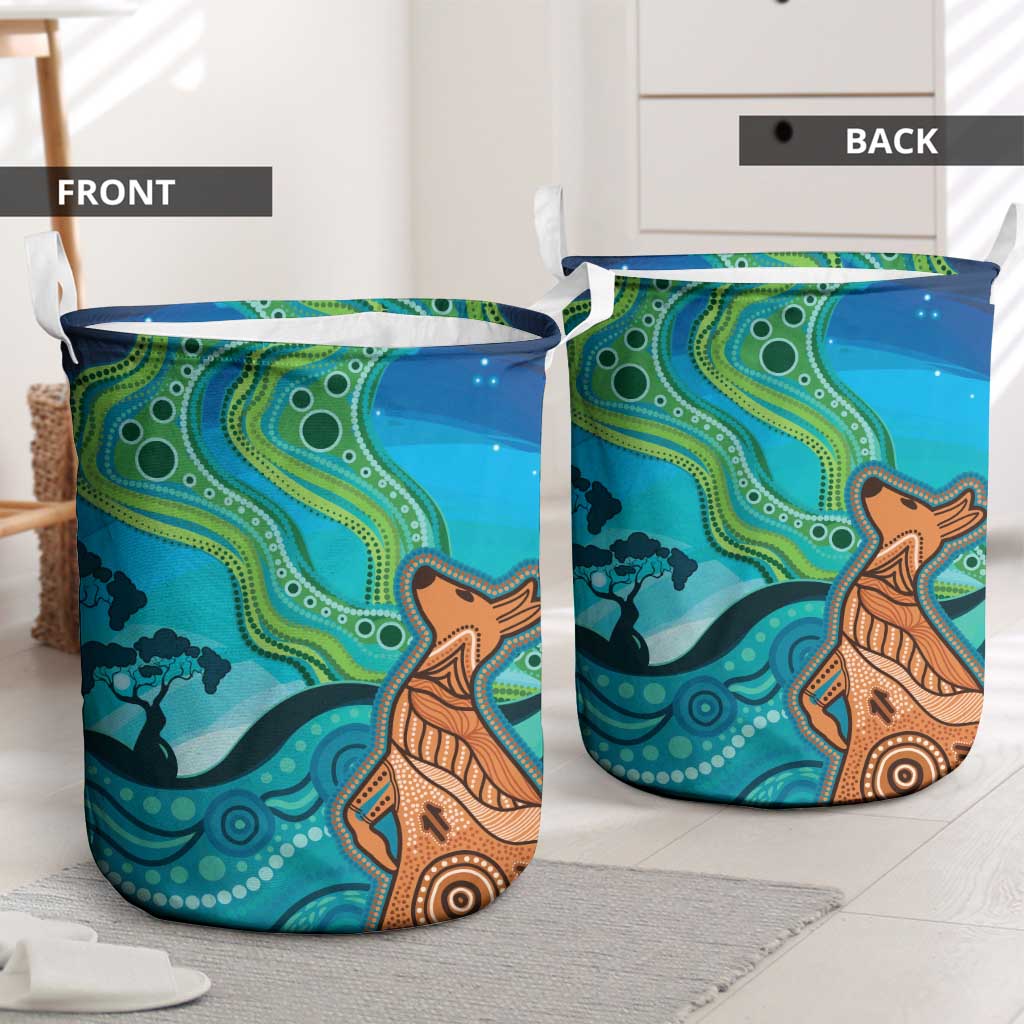 Aussie Aurora Borealis Aboriginal Art Laundry Basket