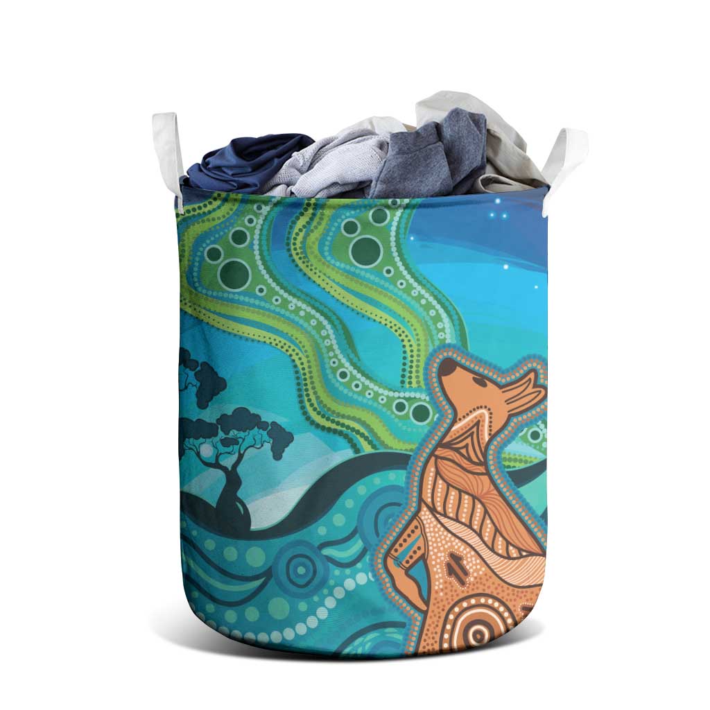 Aussie Aurora Borealis Aboriginal Art Laundry Basket