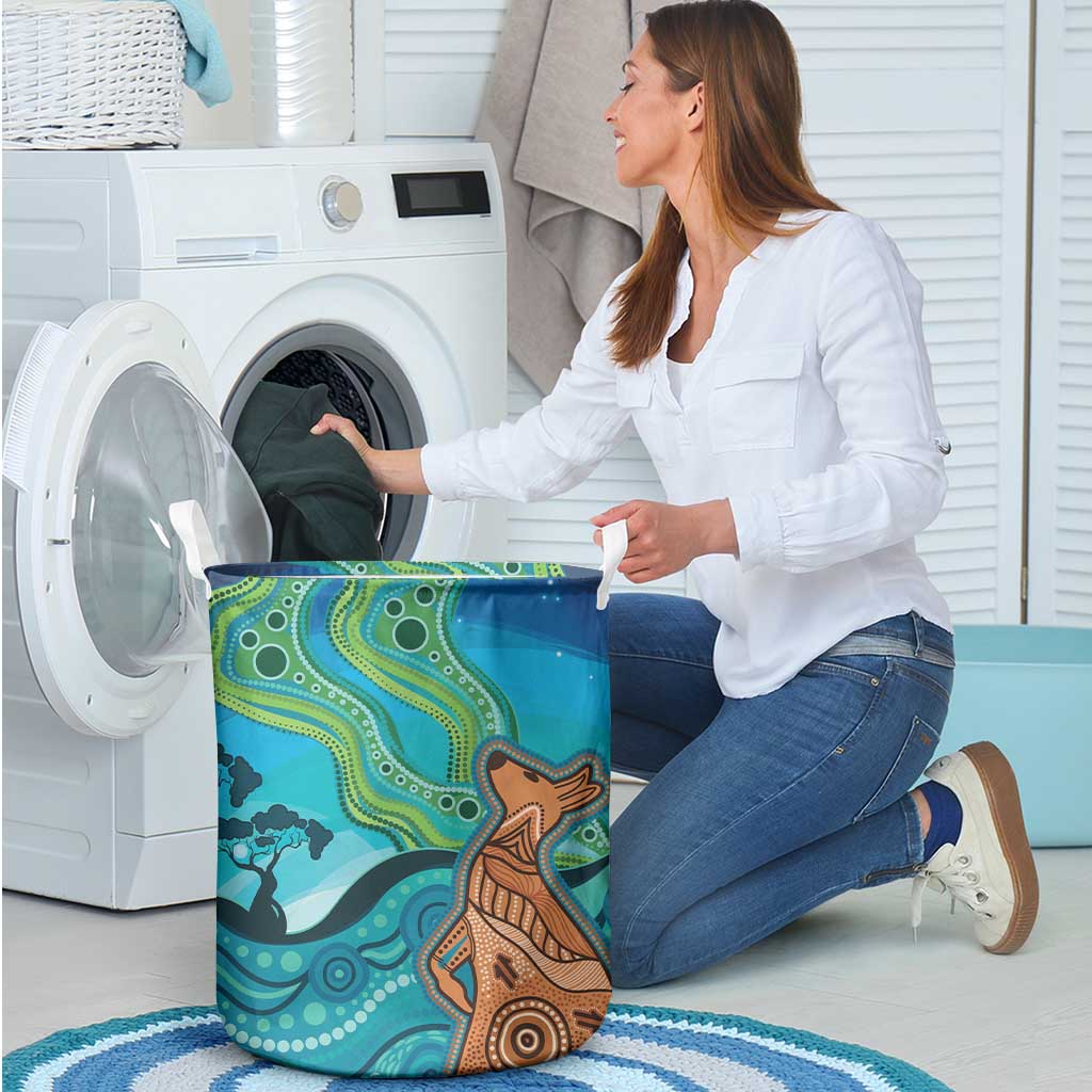 Aussie Aurora Borealis Aboriginal Art Laundry Basket