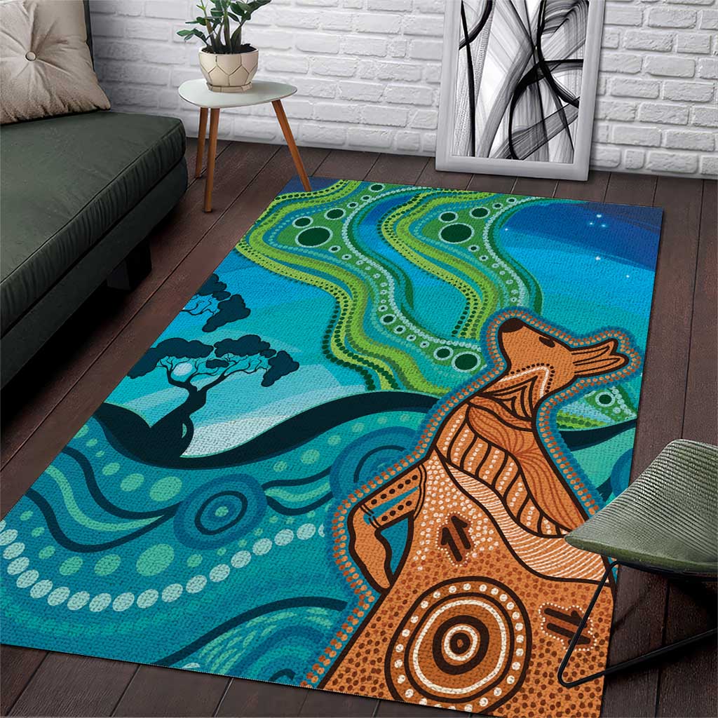 Aussie Aurora Borealis Aboriginal Art Area Rug