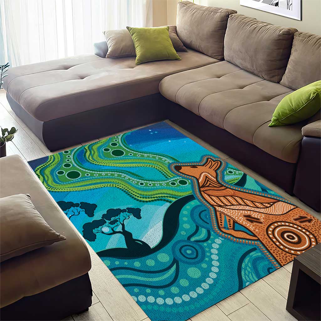 Aussie Aurora Borealis Aboriginal Art Area Rug