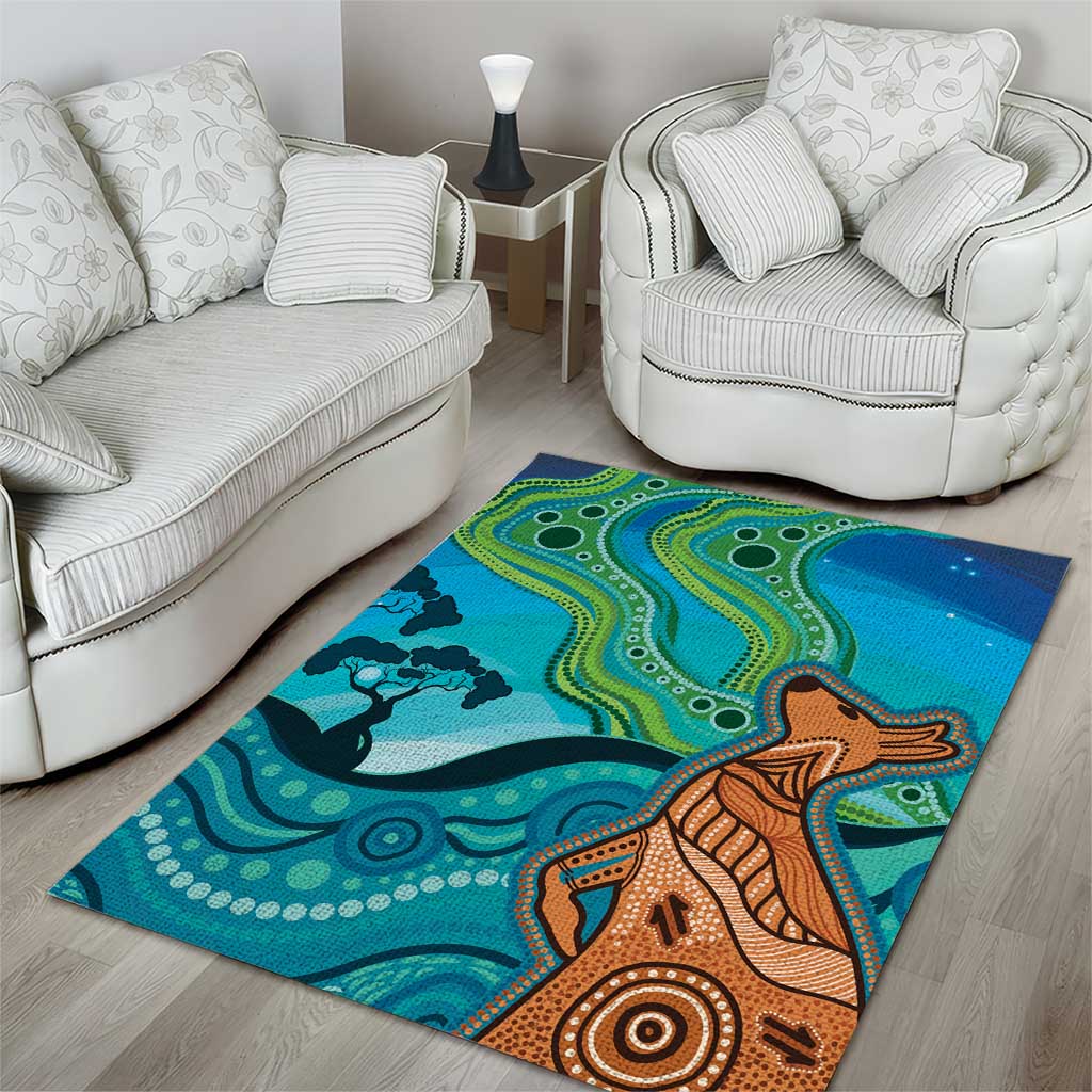Aussie Aurora Borealis Aboriginal Art Area Rug