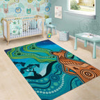 Aussie Aurora Borealis Aboriginal Art Area Rug