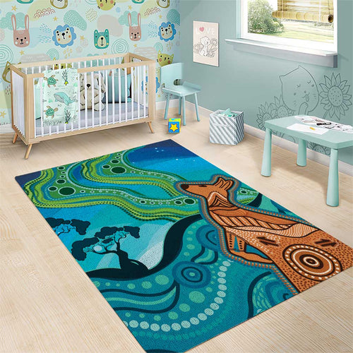 Aussie Aurora Borealis Aboriginal Art Area Rug