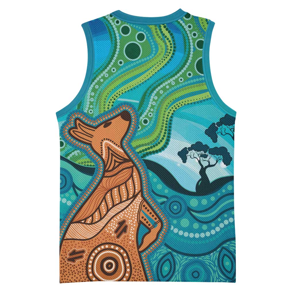 Aussie Aurora Borealis Aboriginal Art Basketball Jersey