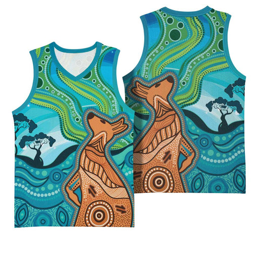 Aussie Aurora Borealis Aboriginal Art Basketball Jersey