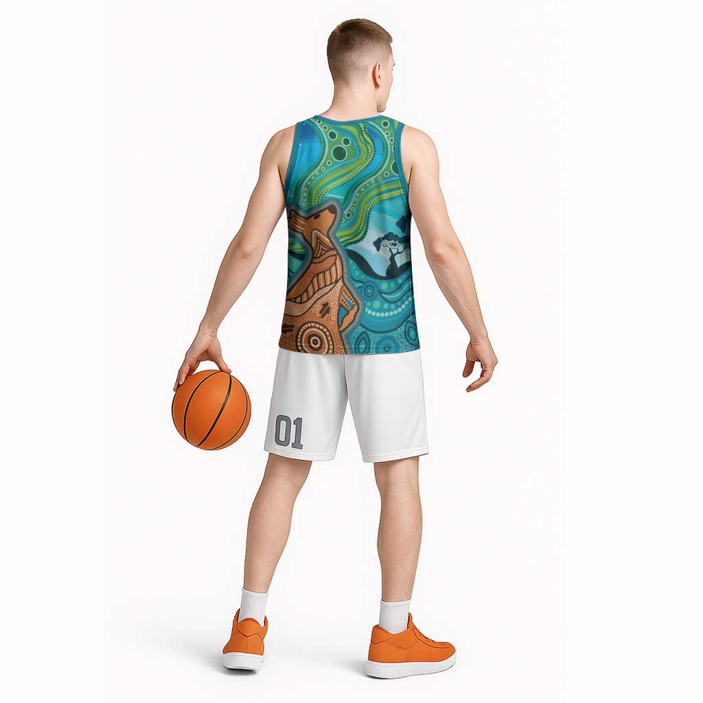 Aussie Aurora Borealis Aboriginal Art Basketball Jersey
