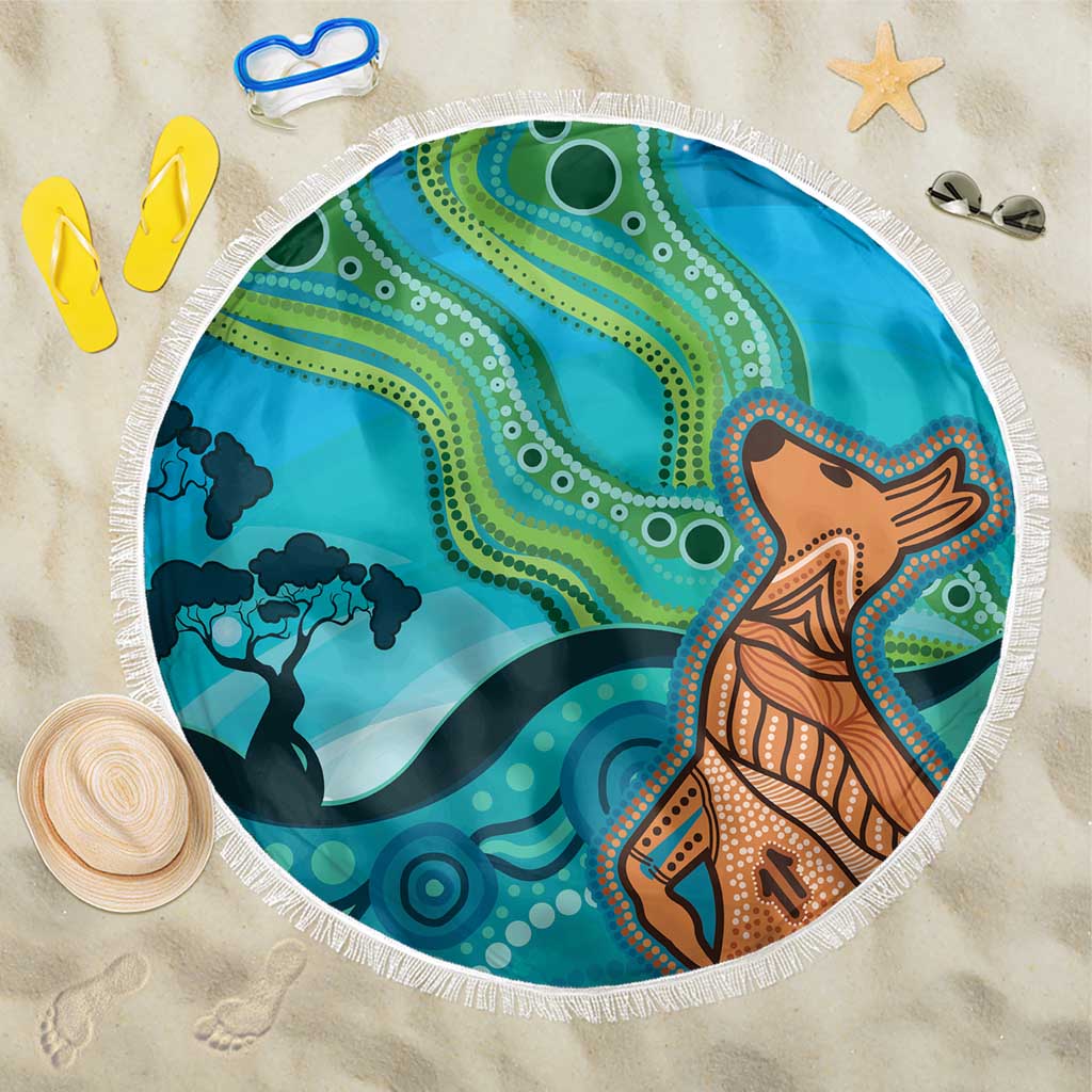 Aussie Aurora Borealis Aboriginal Art Beach Blanket