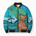 Aussie Aurora Borealis Aboriginal Art Bomber Puffer Jacket