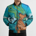 Aussie Aurora Borealis Aboriginal Art Bomber Puffer Jacket