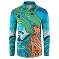 Aussie Aurora Borealis Aboriginal Art Button Sweatshirt