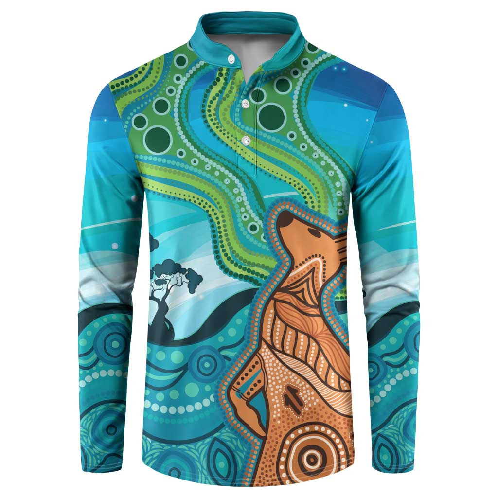 Aussie Aurora Borealis Aboriginal Art Button Sweatshirt