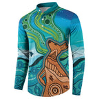 Aussie Aurora Borealis Aboriginal Art Button Sweatshirt