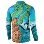 Aussie Aurora Borealis Aboriginal Art Button Sweatshirt