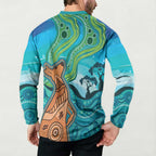 Aussie Aurora Borealis Aboriginal Art Button Sweatshirt