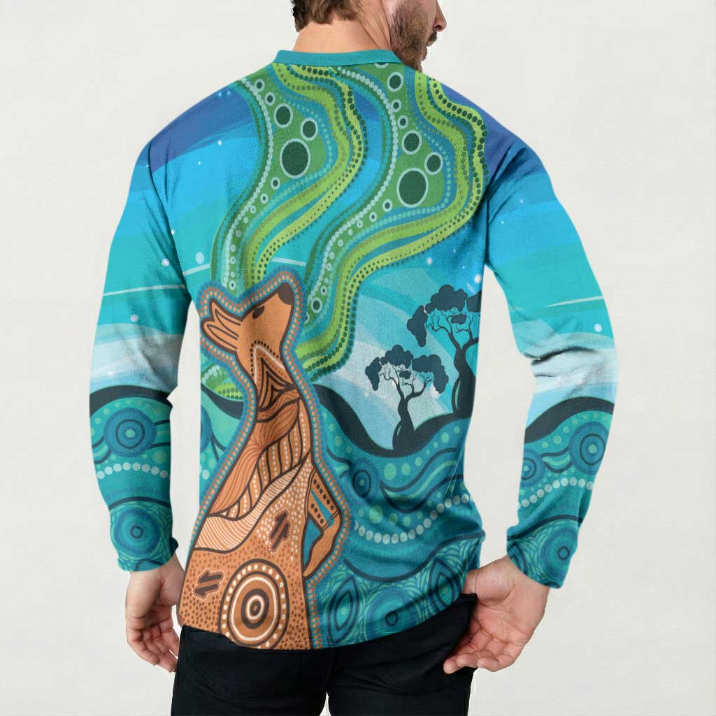 Aussie Aurora Borealis Aboriginal Art Button Sweatshirt