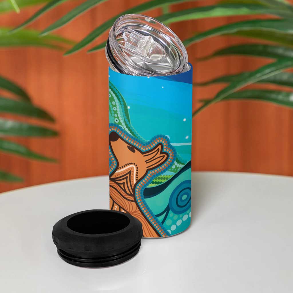 Aussie Aurora Borealis Aboriginal Art 4 in 1 Can Cooler Tumbler