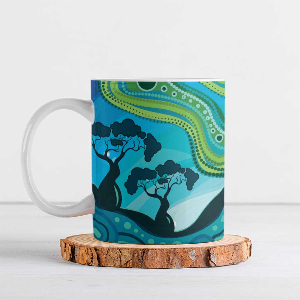 Aussie Aurora Borealis Aboriginal Art Ceramic Mug