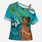Aussie Aurora Borealis Aboriginal Art Cross Shoulder Shirt