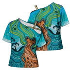 Aussie Aurora Borealis Aboriginal Art Cross Shoulder Shirt