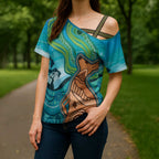 Aussie Aurora Borealis Aboriginal Art Cross Shoulder Shirt