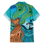 Aussie Aurora Borealis Aboriginal Art Family Matching Long Sleeve Bodycon Dress and Hawaiian Shirt