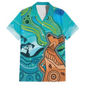 Aussie Aurora Borealis Aboriginal Art Family Matching Mermaid Dress and Hawaiian Shirt