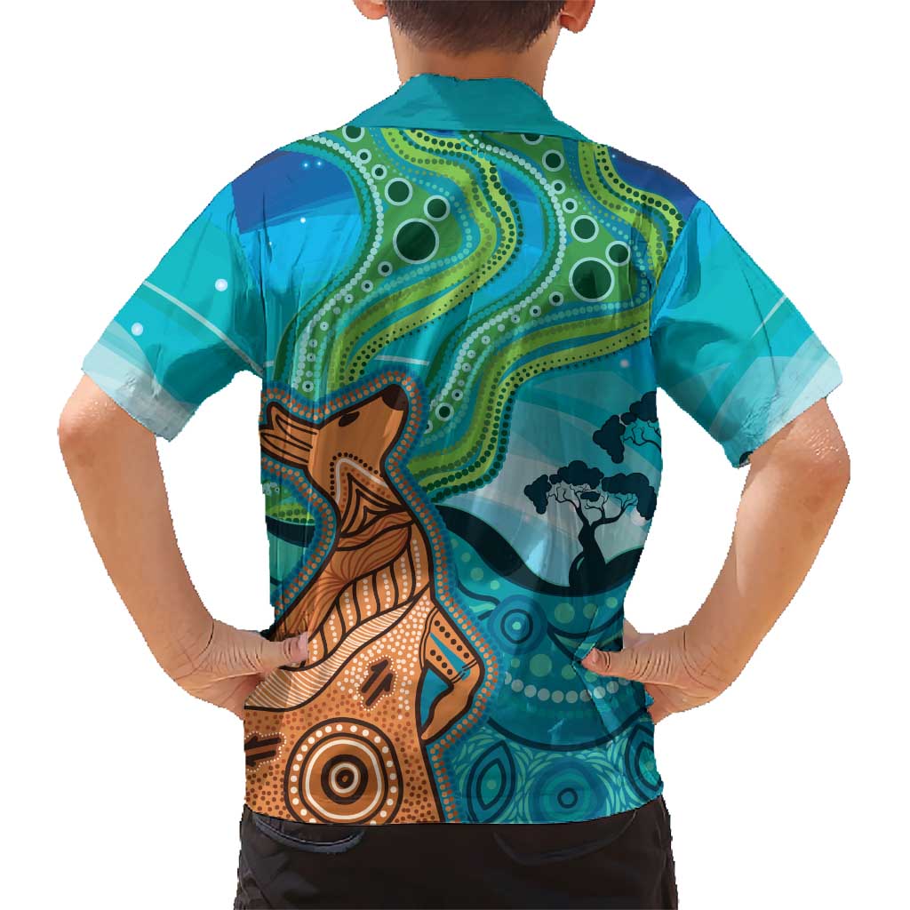 Aussie Aurora Borealis Aboriginal Art Family Matching Puletasi and Hawaiian Shirt