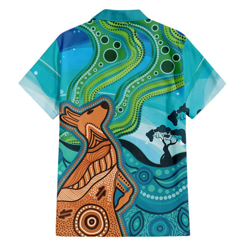 Aussie Aurora Borealis Aboriginal Art Family Matching Puletasi and Hawaiian Shirt