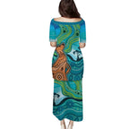 Aussie Aurora Borealis Aboriginal Art Family Matching Puletasi and Hawaiian Shirt