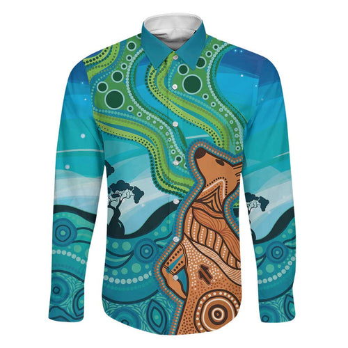 Aussie Aurora Borealis Aboriginal Art Family Matching Short Sleeve Bodycon Dress and Hawaiian Shirt