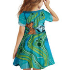 Aussie Aurora Borealis Aboriginal Art Family Matching Tank Maxi Dress and Hawaiian Shirt